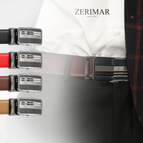 Leather belt with automatic buckle TRENO model