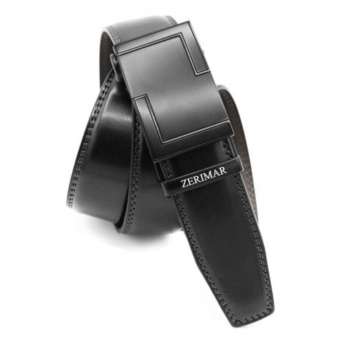 Leather belt with automatic buckle BASTA model