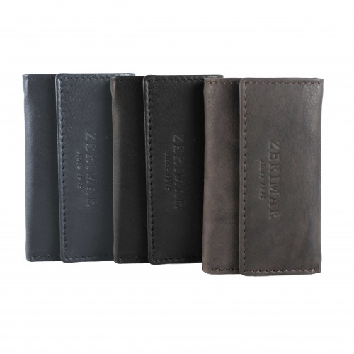 Leather key holder with zipper pocket 10x7 cm