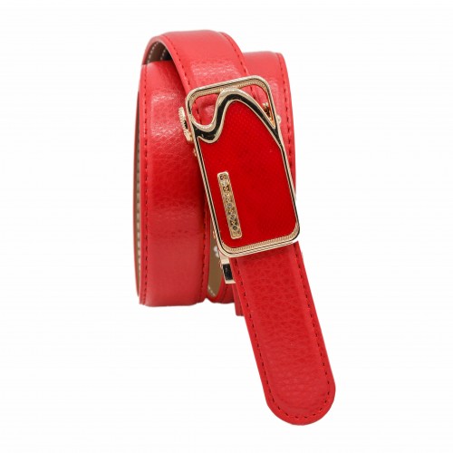 Leather belt with automatic buckle SEESE model