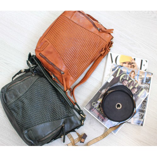 Braided leather bag 38x26x10 cm