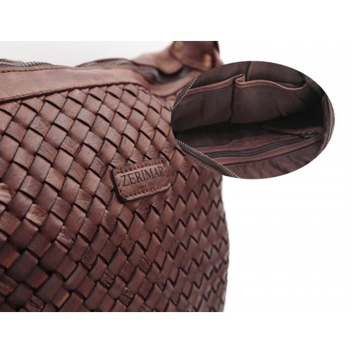 Braided leather bag 36x26x6 cm