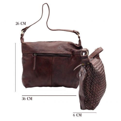 Braided leather bag 36x26x6 cm