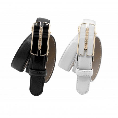 Pack 2 Leather belt with...