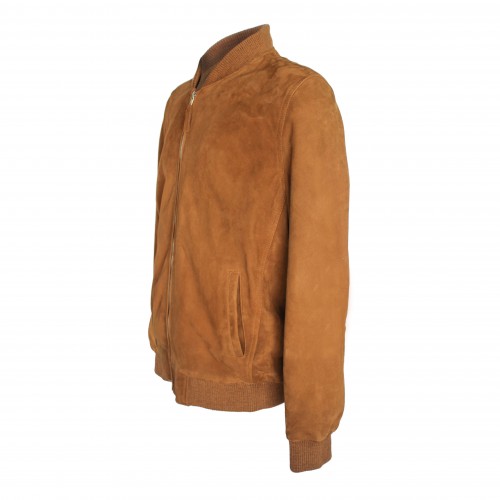 Suede jacket with pockets and mandarin collar SOJUO
