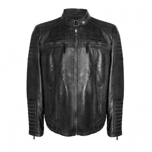 Leather jacket with...