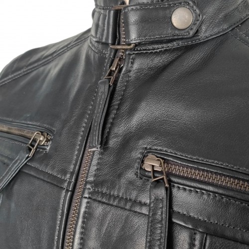 Leather jacket with embossed detail NAVAR model