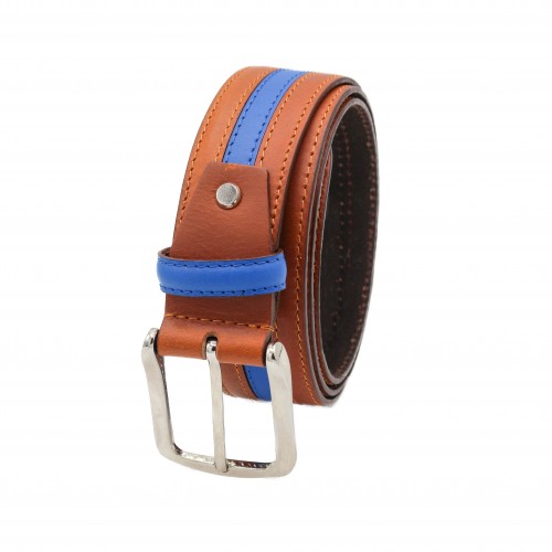 Leather belt with blue line...