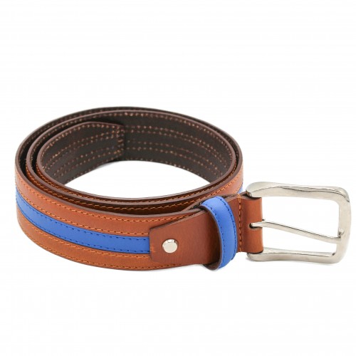 Leather belt with blue line...