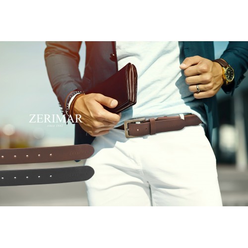 Leather belt with internal pocket PAMAJA model