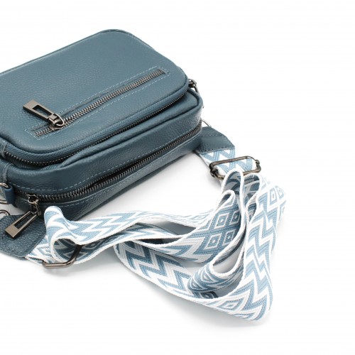Leather shoulder bag with wide strap 14'5x20x8 cm