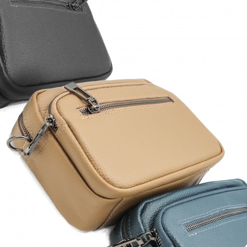 Leather shoulder bag with wide strap 14'5x20x8 cm
