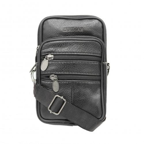 Leather shoulder bag with handle and belt detail 10x8 cm