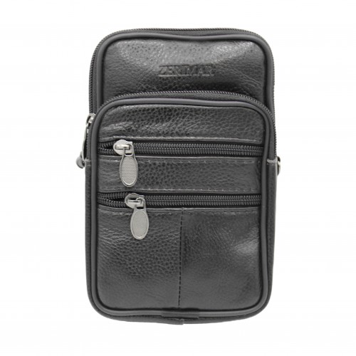 Leather shoulder bag with handle and belt detail 10x8 cm