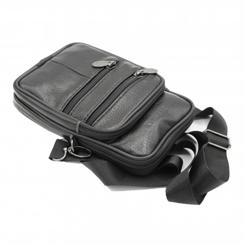 Leather shoulder bag with handle and belt detail 10x8 cm
