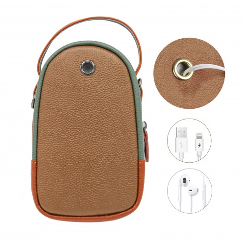 Multi-pocket leather shoulder bag 19x10x9 cm