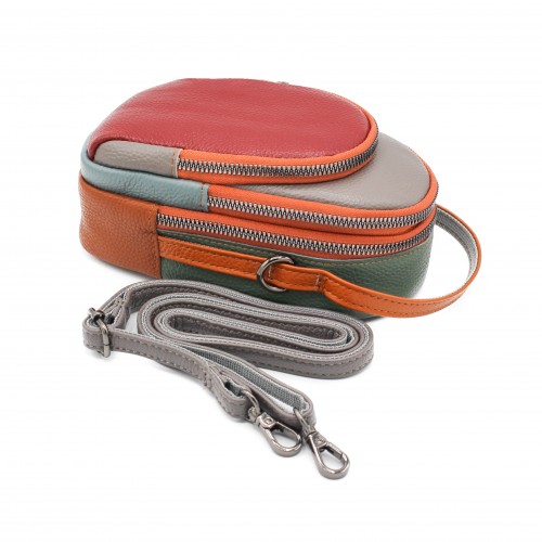 Multi-pocket leather shoulder bag 19x10x9 cm
