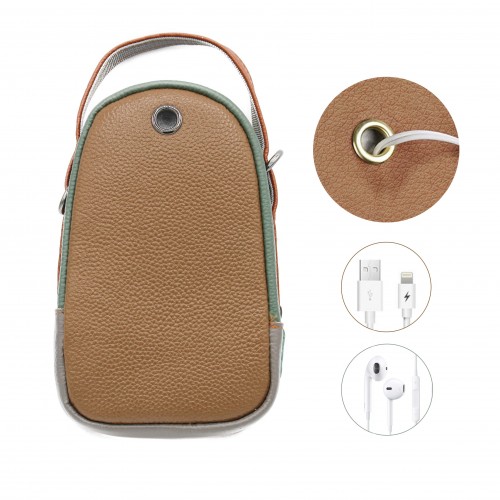 Multi-pocket leather shoulder bag 19x10x9 cm