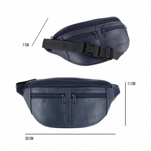 Leather waist bag with...