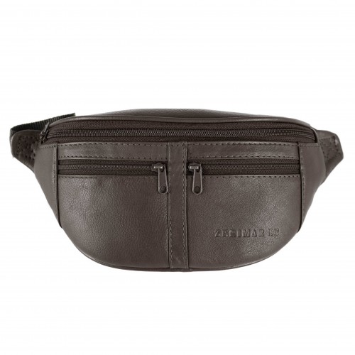 Leather waist bag with several compartments 30x11x7 cm