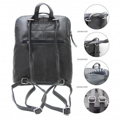 Zipper leather backpack 30x8x25 cm
