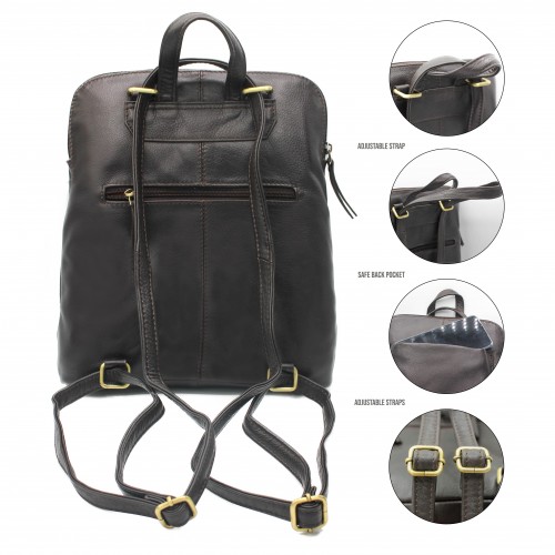 Zipper leather backpack 30x8x25 cm