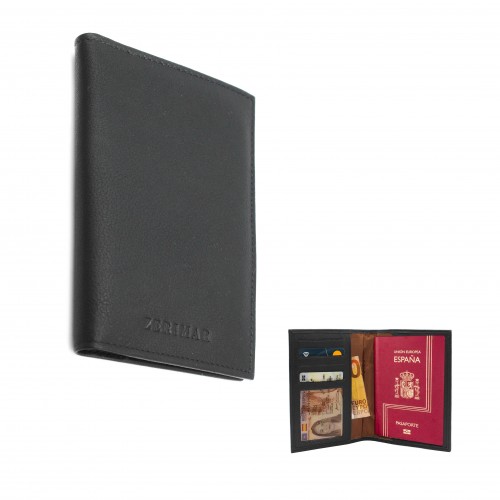 Multi-space leather passport cover wallet 14x10 cm
