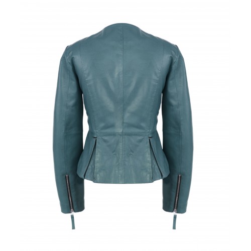 Leather jacket with zippers OPEN model