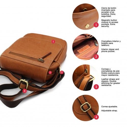 ZIMAR model leather shoulder bag 22x20x7 cm