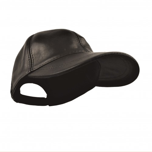 Leather baseball cap with adjustable closure