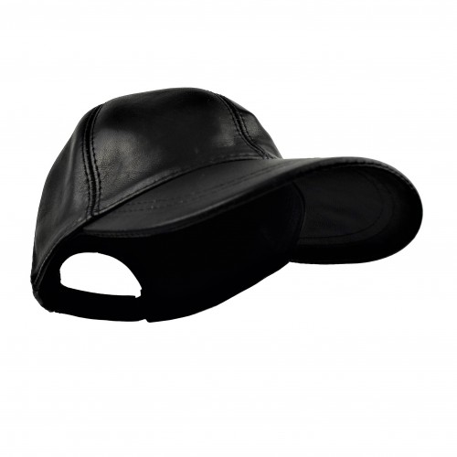 Leather baseball cap with adjustable closure