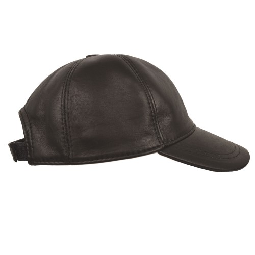 Leather baseball cap with adjustable closure