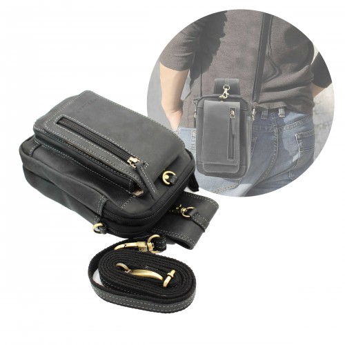 Leather shoulder bag CORA 21x15x6 cm