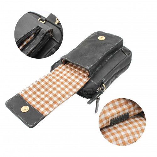 Leather shoulder bag CORA 21x15x6 cm
