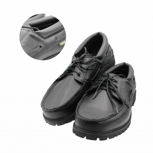 Leather boat shoes with laces KANCHEN model