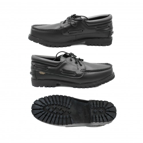 Leather boat shoes with laces KANCHEN model