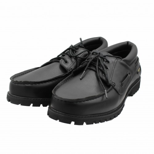Leather boat shoes with laces KANCHEN model