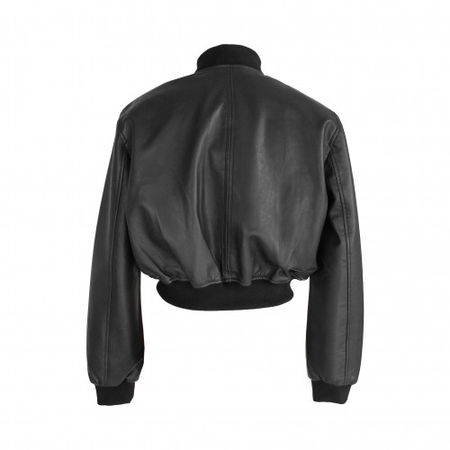 Short leather bomber jacket...