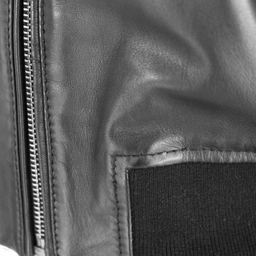 Short leather bomber jacket with zipper MITES model