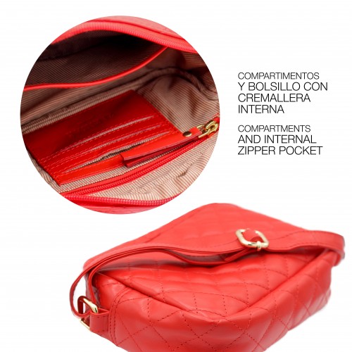 Quilted leather shoulder bag 15x20x6 cm