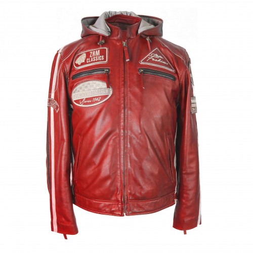 Leather jacket with patches BOLLWO