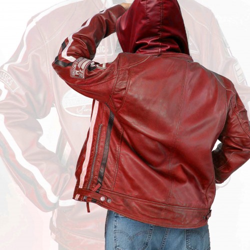 Leather jacket with patches BOLLWO