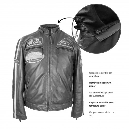 Leather jacket with patches BOLLWO