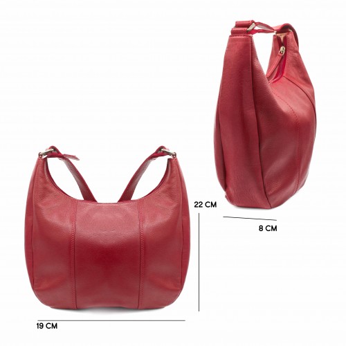 Leather bag with zipper 22x19x8 cm MINE