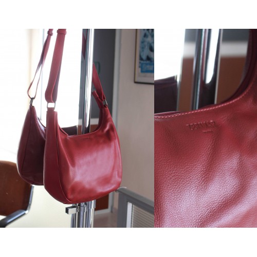 Leather bag with zipper 22x19x8 cm MINE