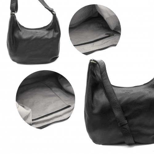Leather bag with zipper 22x19x8 cm MINE