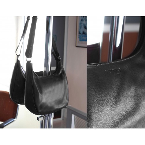 Leather bag with zipper 22x19x8 cm MINE