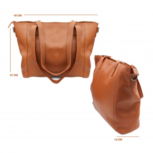 Leather bag with zipper and...