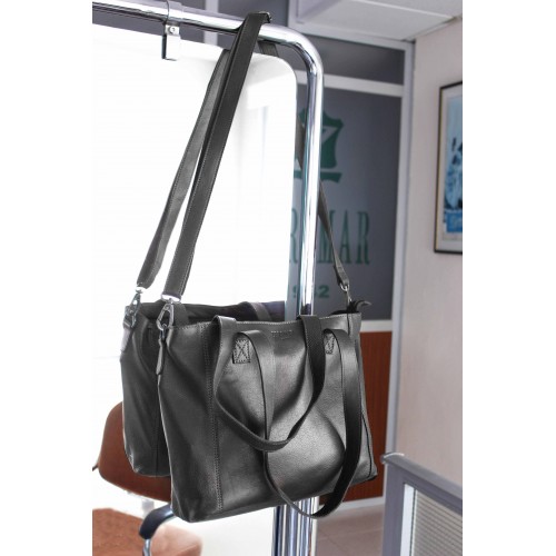 Leather bag with zipper and double handle 27x40x12 cm YOURS