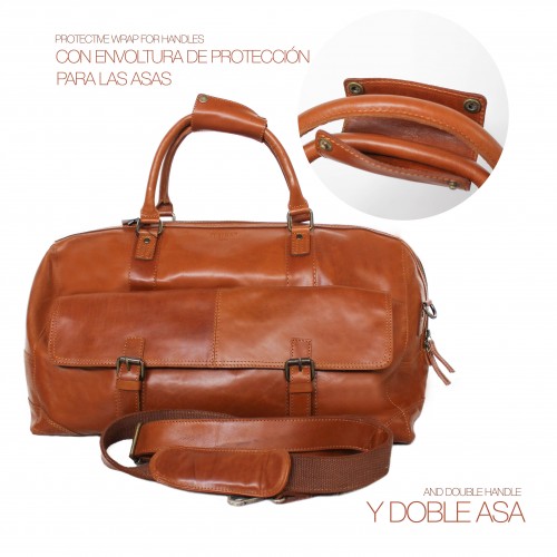 Large leather travel bag 28x49x24 cm DECOX